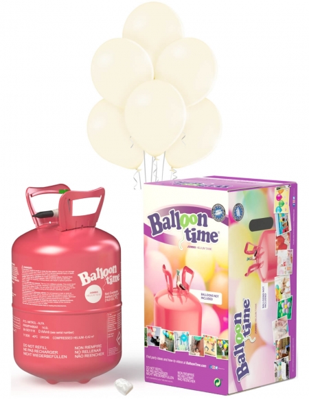 Bombona Helio Desechable 0.42m3 con 50 Globos Marfil Pastel PL59