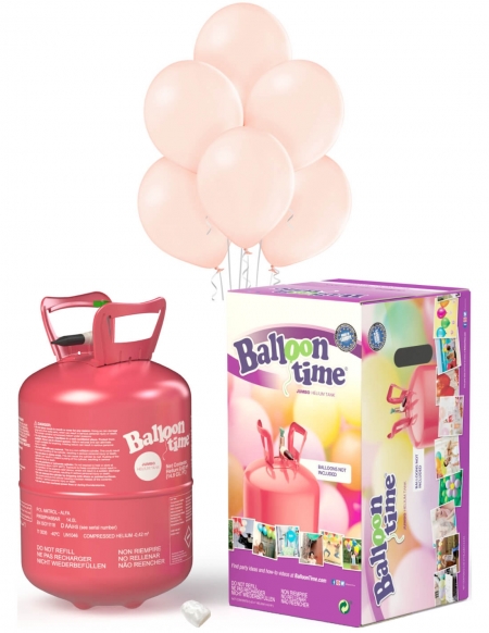 Bombona Helio Desechable 0.42m3 con 50 Globos Rosa Piel Pastel PL69