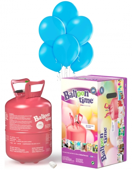 Bombona Helio Desechable 0.42m3 con 50 Globos Azul Turquesa Pastel PL69