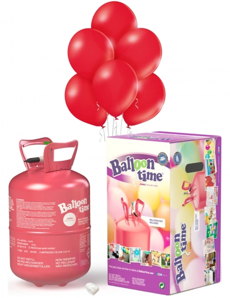 Bombona Helio Desechable 0.42m3 con 50 Globos Rojo Metalizados ML32