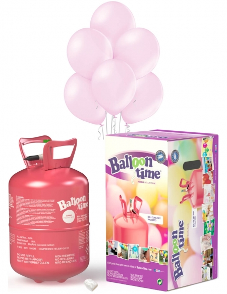 Bombona Helio Desechable 0.42m3 con 50 Globos Rosa Metalizados ML33