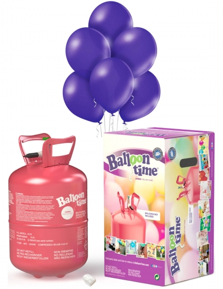 Bombona Helio Desechable 0.42m3 con 50 Globos Purpura Metalizados ML34