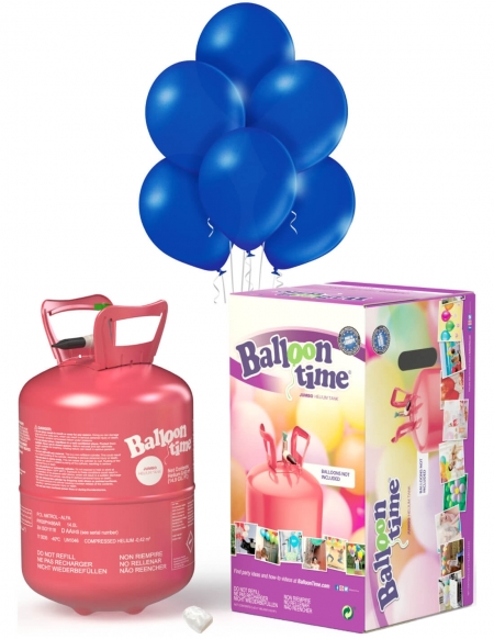 Bombona Helio Desechable 0.42m3 con 50 Globos Azul Metalizados ML36