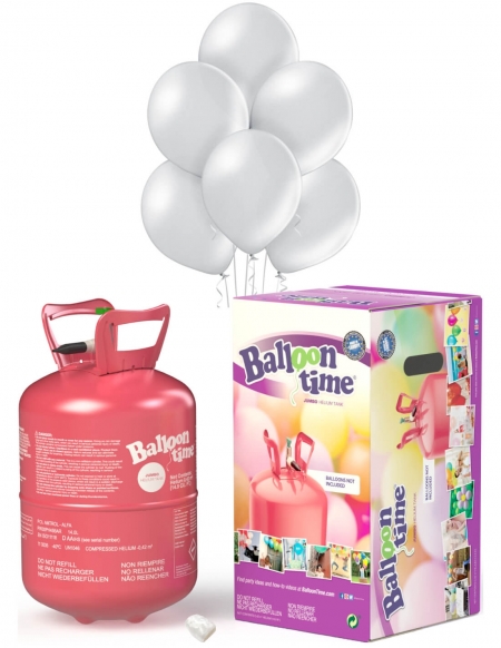 Bombona Helio Desechable 0.42m3 con 50 Globos Plata Metalizados ML38