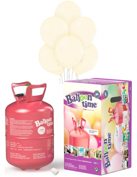 Bombona Helio Desechable 0.42m3 con 50 Globos Marfil Metalizados ML58