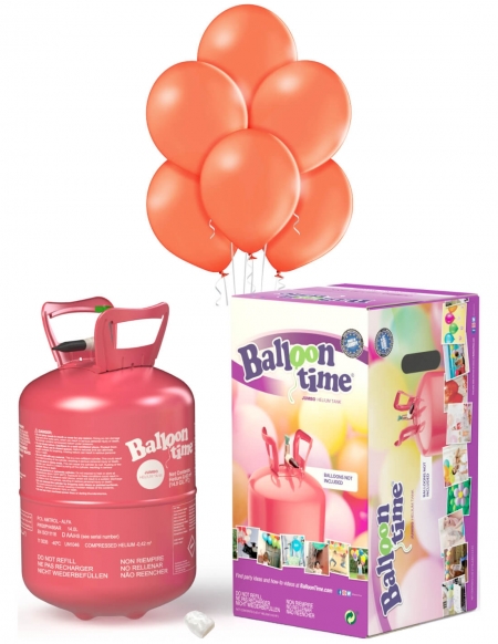 Bombona Helio Desechable 0.42m3 con 50 Globos Melocoton Metalizados