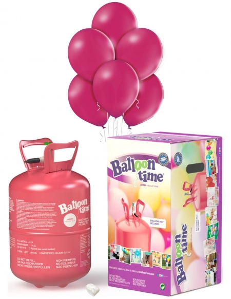 Bombona Helio Desechable 0.42m3 con 50 Globos Fucsia Metalizados ML64