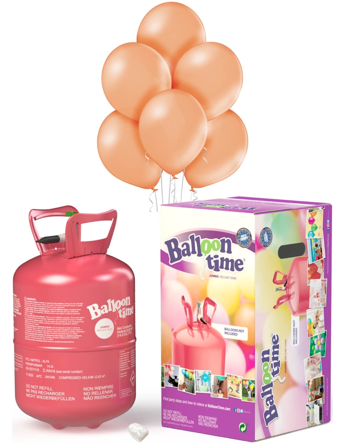 Bombonas de Helio Desechable 0.42m3 con 50 Globos Rosa Oro Metalizados