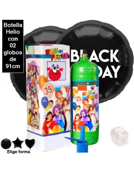 2 Globos Gigantes Black Friday Foil 91cm con Bombona de Helio 0.25m3