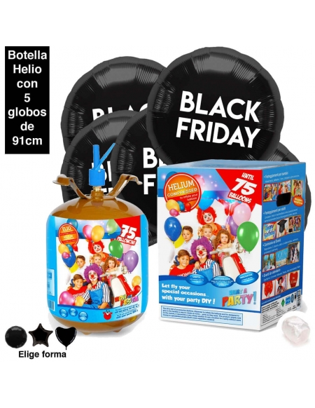 5 Globos Gigantes Black Friday Foil 91cm con Bombona de Helio 0.63m3