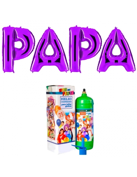 Globos Feliz Dia Papa Purpura con Bombona de Helio