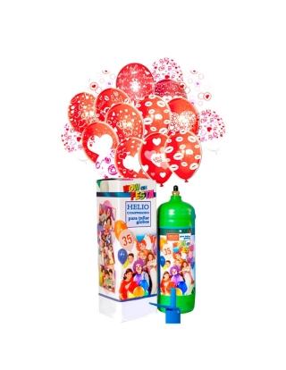 Bombona de helio con 30 globos y cinta - Partywinkel