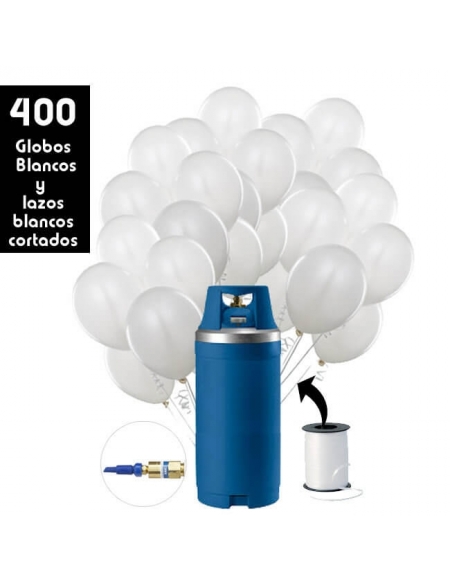 400 Globos Dia de la Paz Blancos con Botella de Helio