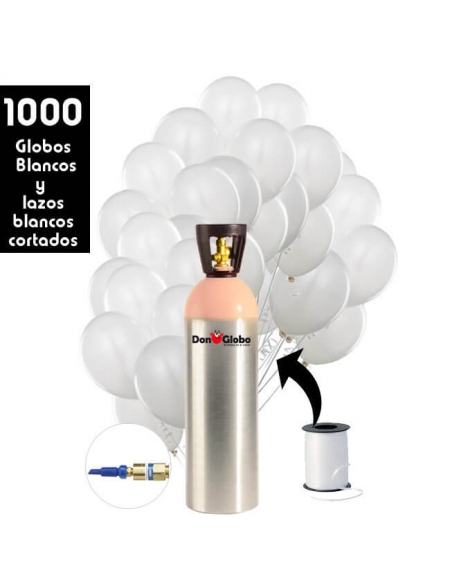 1000 Globos Dia de la Paz Blancos con Botella de Helio
