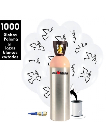 1000 Globos Dia de la Paz Paloma con Botella de Helio