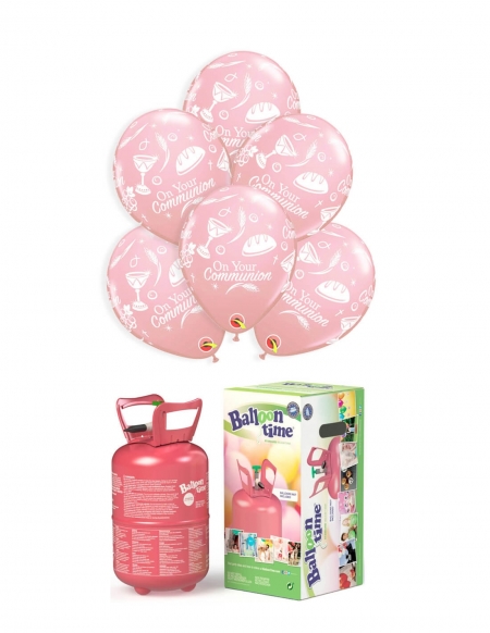 Pack Comunion Rosa con 15 Globos de Latex y Lazos