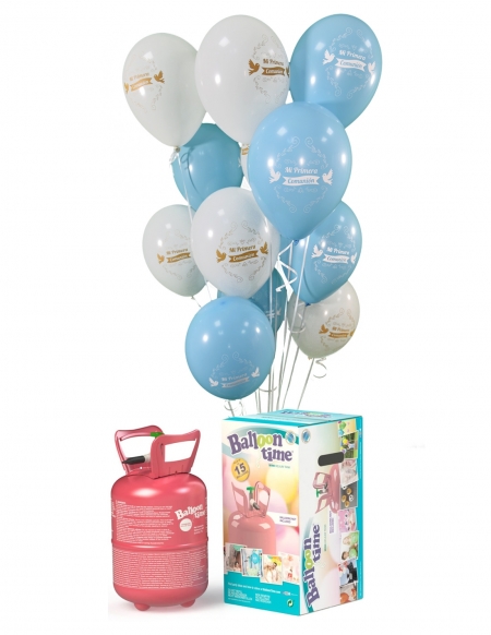 Pack Primera Comunion Celeste con 8 Globos de Latex y Lazos