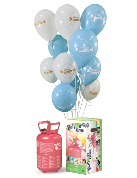 Pack Primera Comunion Celeste con 14 Globos de Latex y Lazos