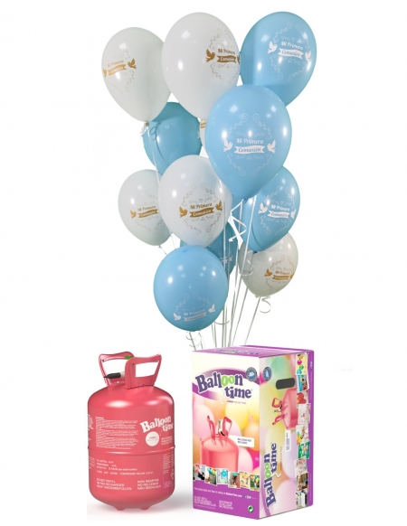 Pack Primera Comunion Celeste con 28 Globos de Latex y Lazos