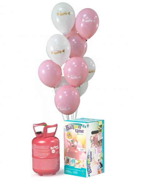 Pack Primera Comunion Rosa con 8 Globos de Latex y Lazos