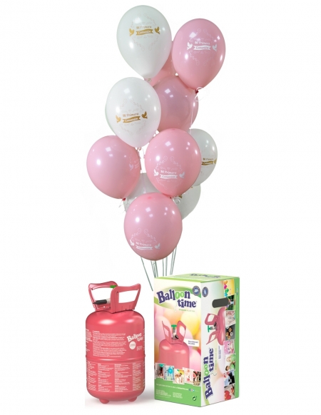 Pack Primera Comunion Rosa con 14 Globos de Latex y Lazos