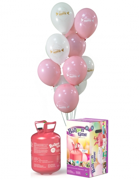 Pack Primera Comunion Rosa con 28 Globos de Latex y Lazos