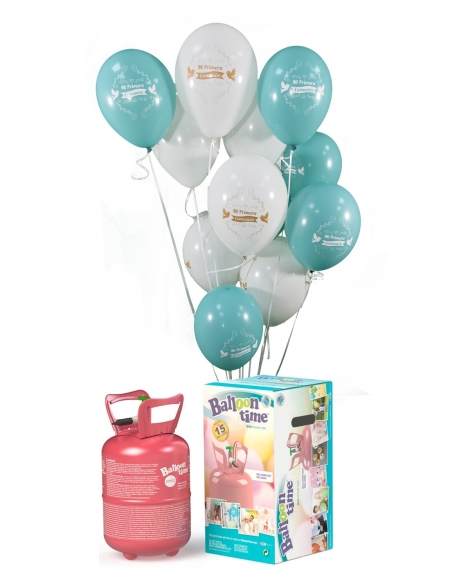 Pack Primera Comunion Aguamarina con 8 Globos de Latex y Lazos