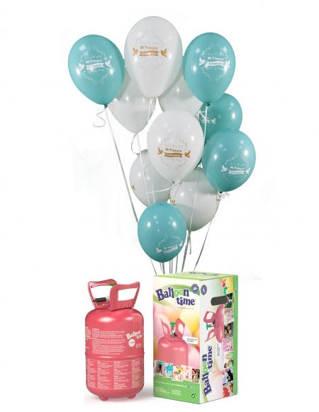 Pack Primera Comunion Aguamarina con 14 Globos de Latex y Lazos