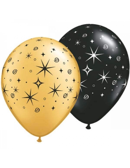 Globo Sparkles and Swirls Oro y Negro Redondo 28cm