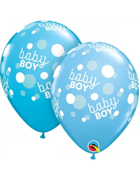 Globo Baby Boy Blue Dots Redondo 28cm