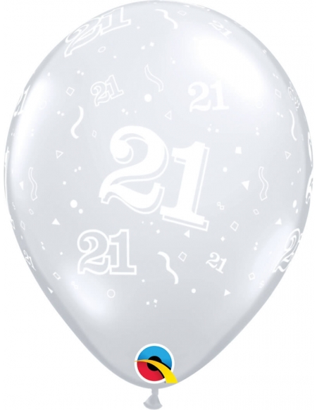 Globo Numero 21 Redondo 28cm Transparente