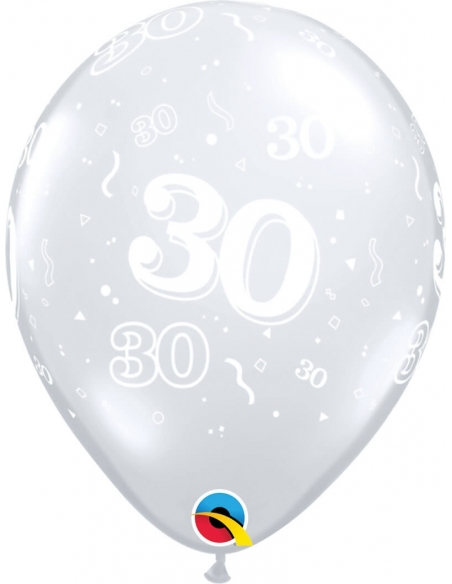 Globo Numero 30 Redondo 28cm Transparente