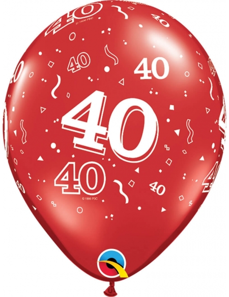 Globo Numero 40 Redondo 28cm Rojo Rubi