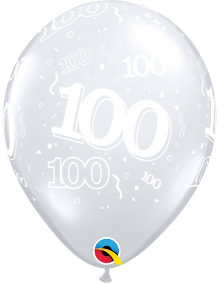 Globo Numero 100 Redondo 28cm Transparente