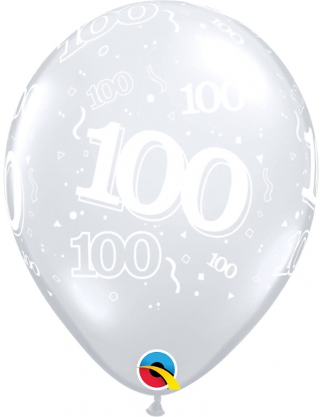 Globo Numero 100 Redondo 28cm Transparente