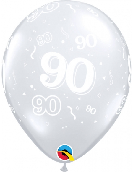 Globo Numero 90 Redondo 28cm Transparente