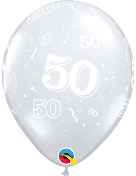 Globo Numero 50 Redondo 28cm Transparente