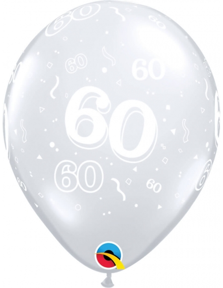 Globo Numero 60 Redondo 28cm Transparente