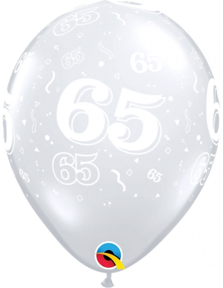 Globo Numero 65 Redondo 28cm Transparente