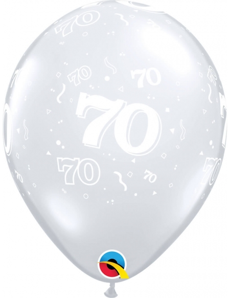 Globo Numero 70 Redondo 28cm Transparente