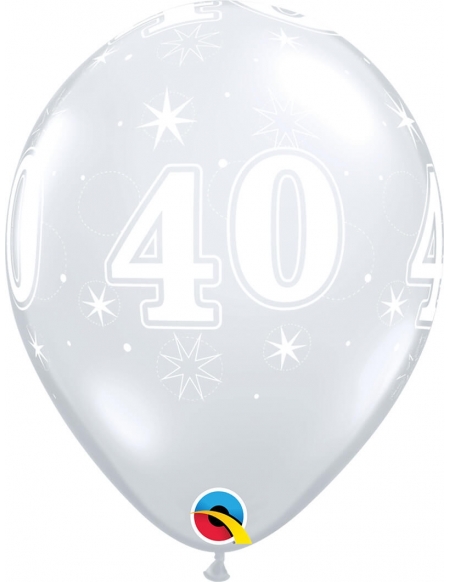 Globo Numero 40 Sparkle Redondo 28cm Transparente