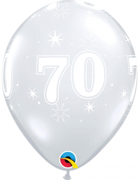 Globo Numero 70 Sparkle Redondo 28cm Transparente