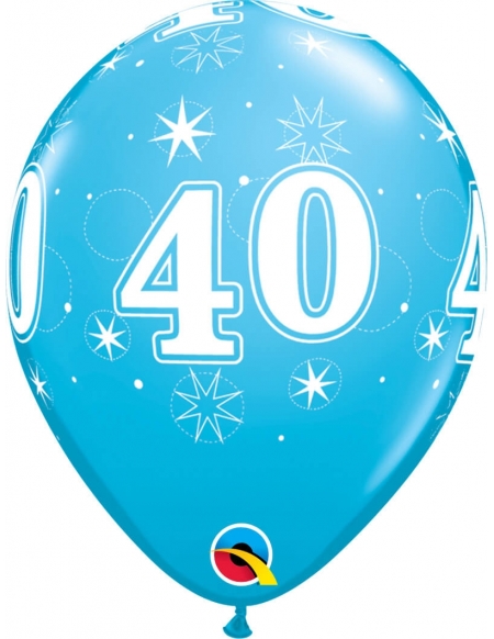 Globo Numero 40 Sparkle Redondo 28cm Azul Robins Egg