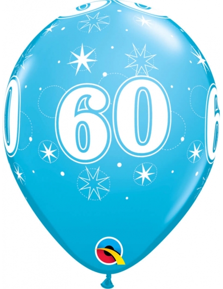 Globo Numero 60 Sparkle Redondo 28cm Azul Robins Egg