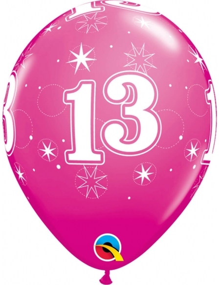 Globo Numero 13 Sparkle Redondo 28cm Fucsia