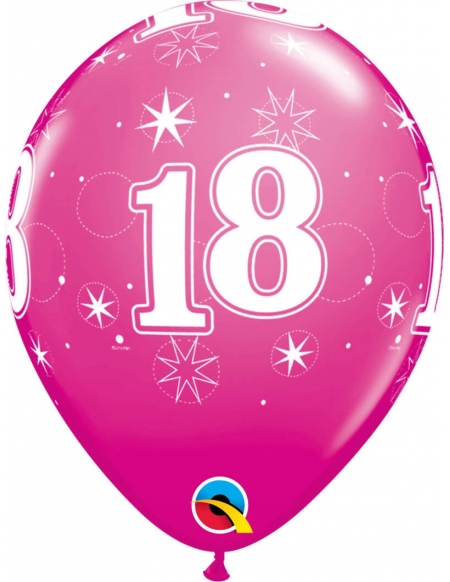 Globo Numero 18 Sparkle Redondo 28cm Fucsia