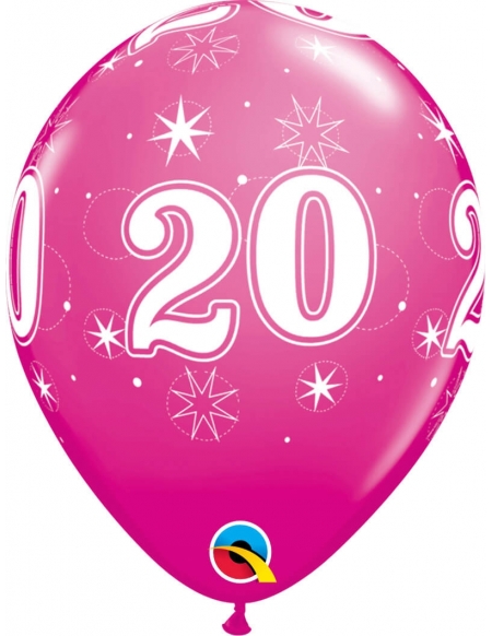 Globo Numero 20 Sparkle Redondo 28cm Fucsia