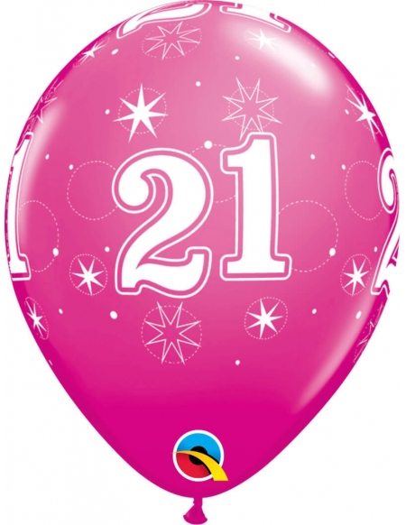 Globo Numero 21 Sparkle Redondo 28cm Fucsia