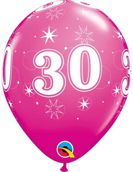 Globo Numero 30 Sparkle Redondo 28cm Fucsia