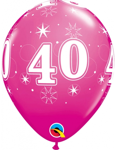 Globo Numero 40 Sparkle Redondo 28cm Fucsia